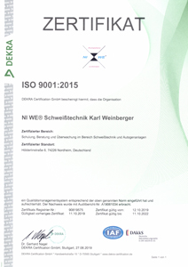 Dekra Siegel ISO 9001:2015